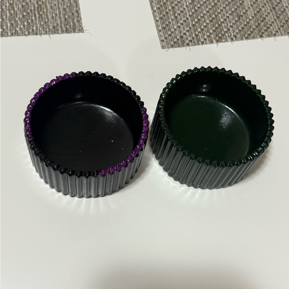 Black and Purple Ribbed Containers